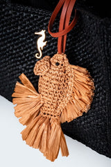 Natural fish raffia bag charm
