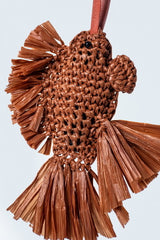 Chestnut fish raffia bag charm