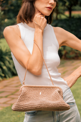 BUFFED BEIGE & GOLD CLUTCH