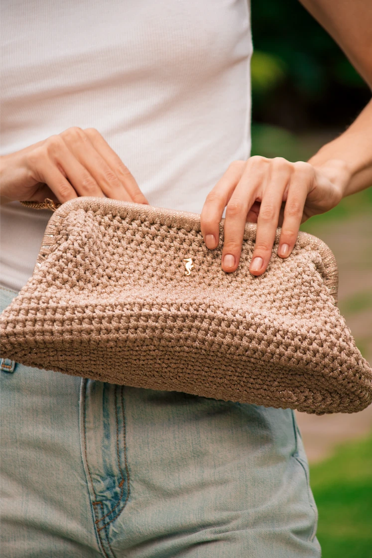 BUFFED BEIGE & GOLD CLUTCH