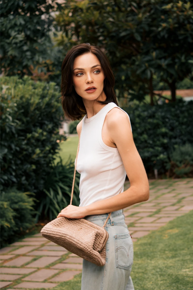 BUFFED BEIGE & GOLD CLUTCH