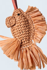 Natural fish raffia bag charm