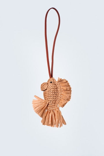 Natural fish raffia bag charm