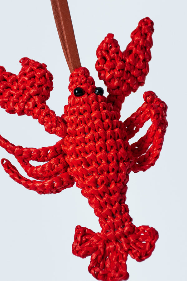 Lobster raffia bag charm