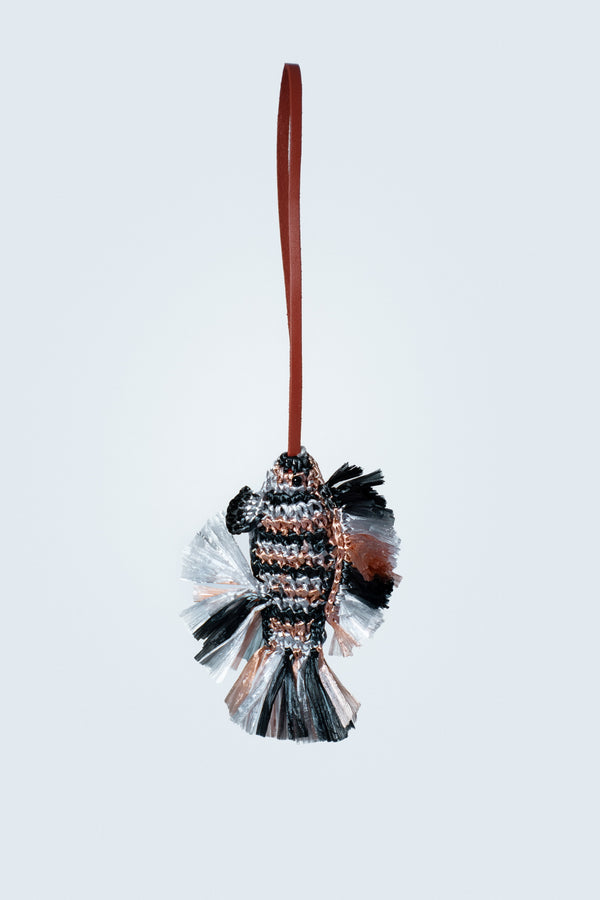 Multicolor fish raffia bag charm