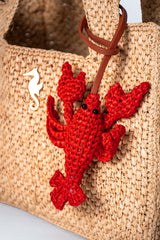 Lobster raffia bag charm