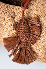 Chestnut fish raffia bag charm