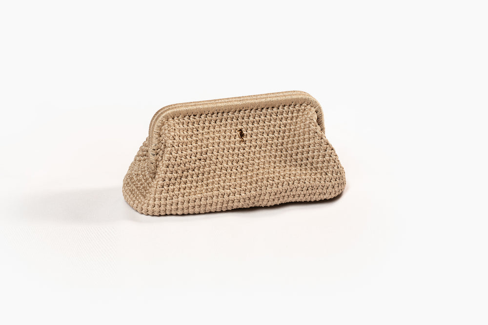 BUFFED BEIGE & GOLD CLUTCH