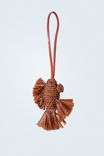 Chestnut fish raffia bag charm