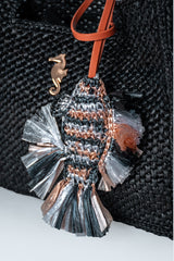 Multicolor fish raffia bag charm